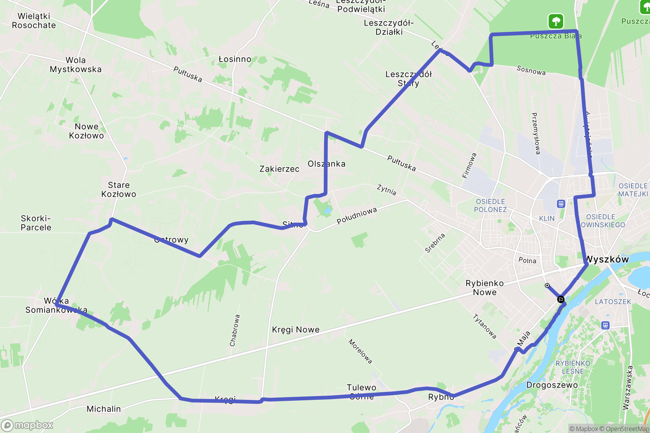 Wyszków: mapa trasy - Poland