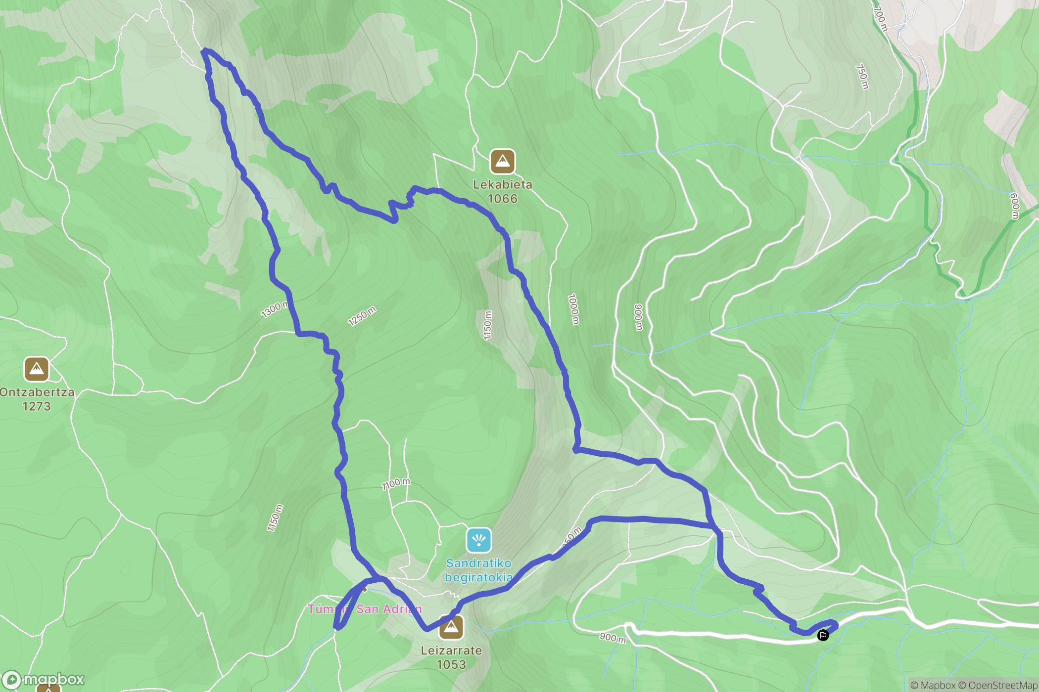 Araia : carte du parcours de randonnée - Spain
