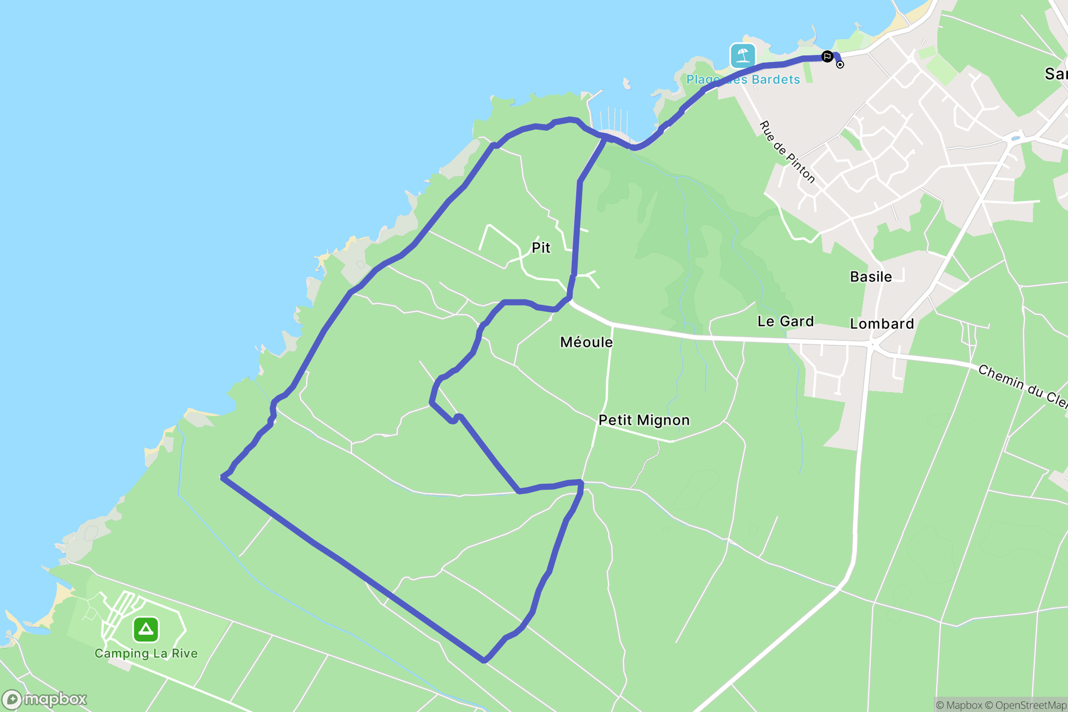 Sanguinet : carte du parcours de randonnée - France