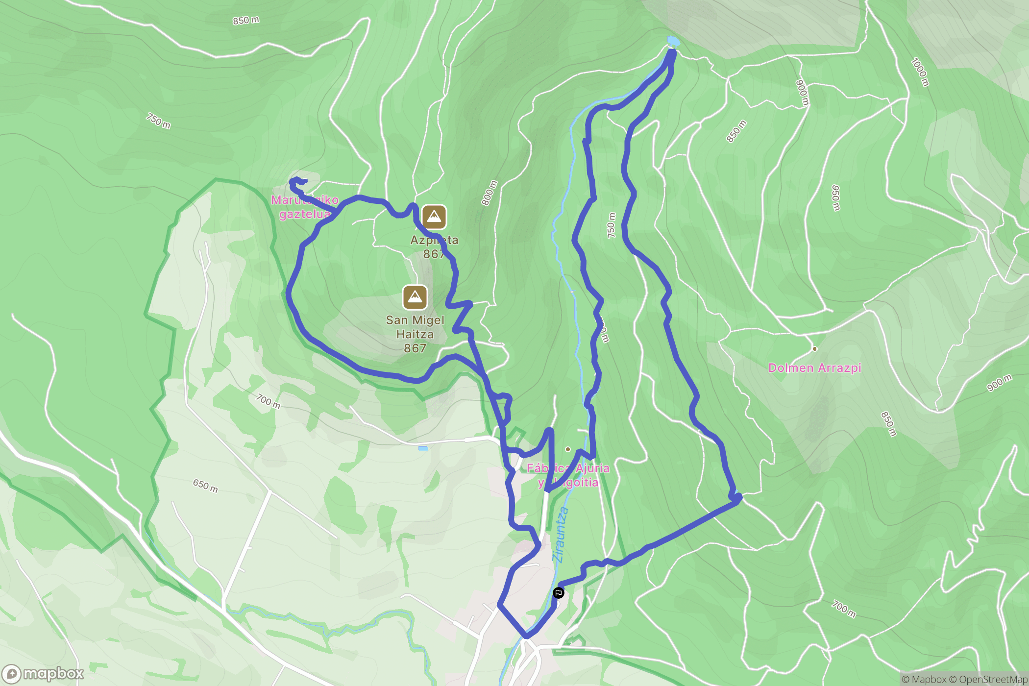 Araia : carte du parcours de randonnée - Spain