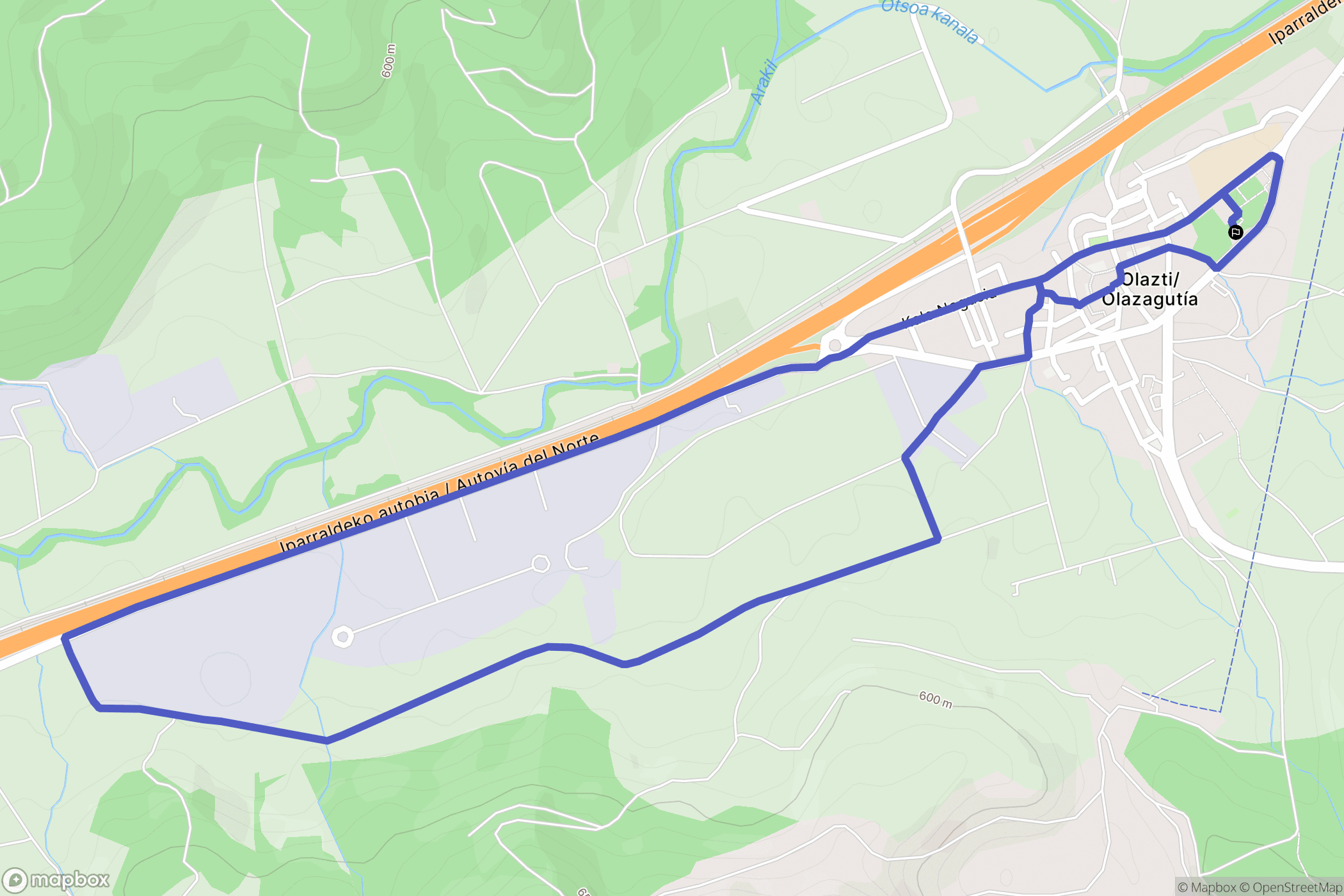 Olazti : carte du parcours de randonnée - Spain