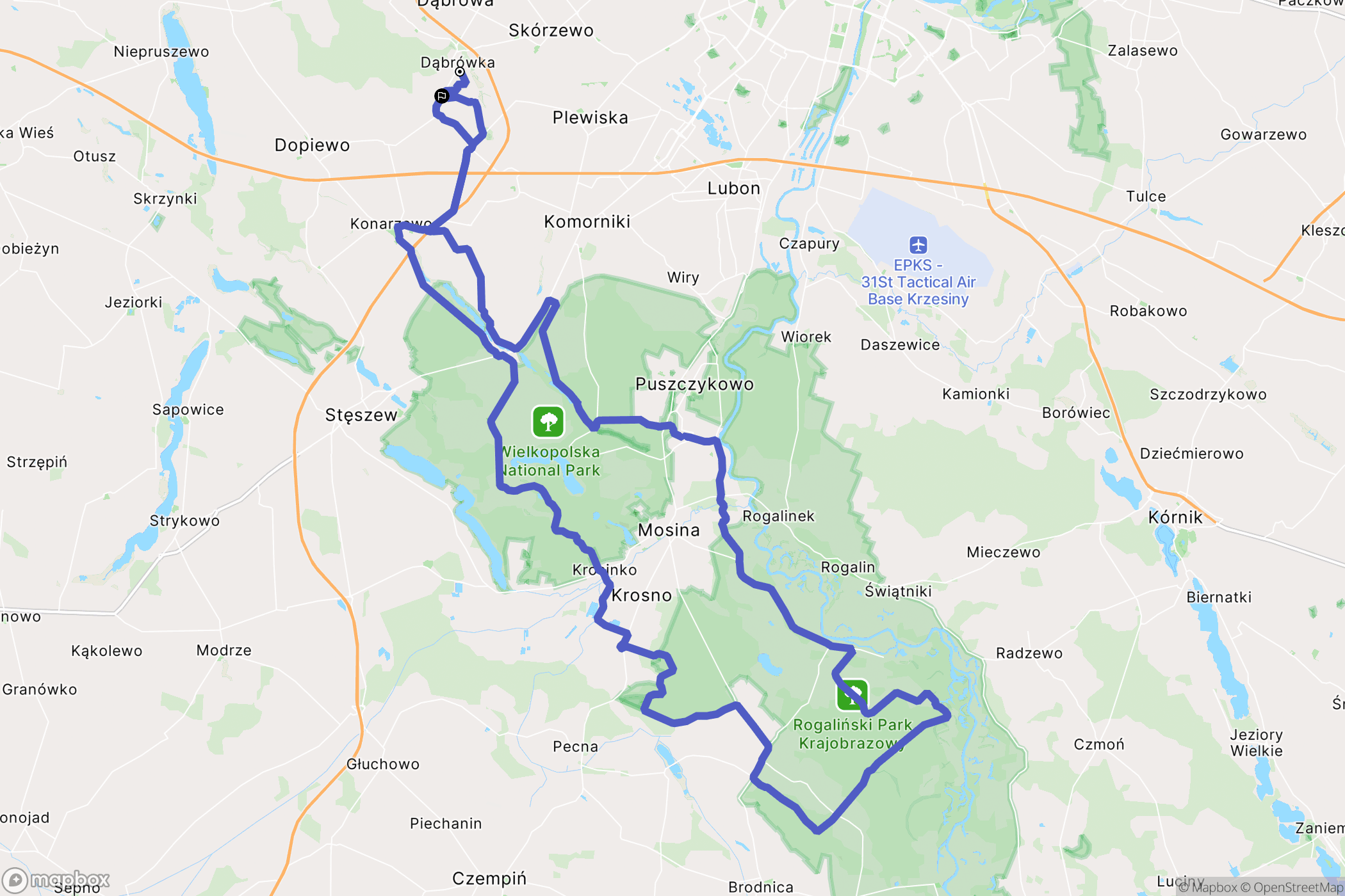 Dąbrówka: mapa trasy - Poland
