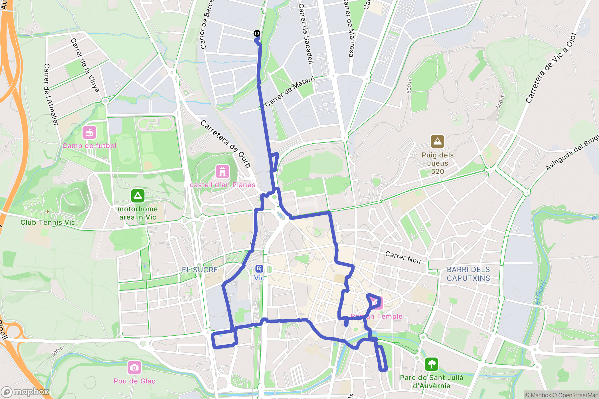 Gurb : carte du parcours de randonnée - Spain