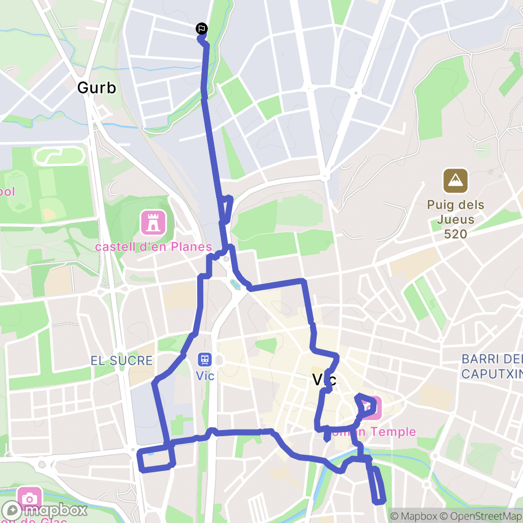 Gurb : carte du parcours de randonnée - Spain
