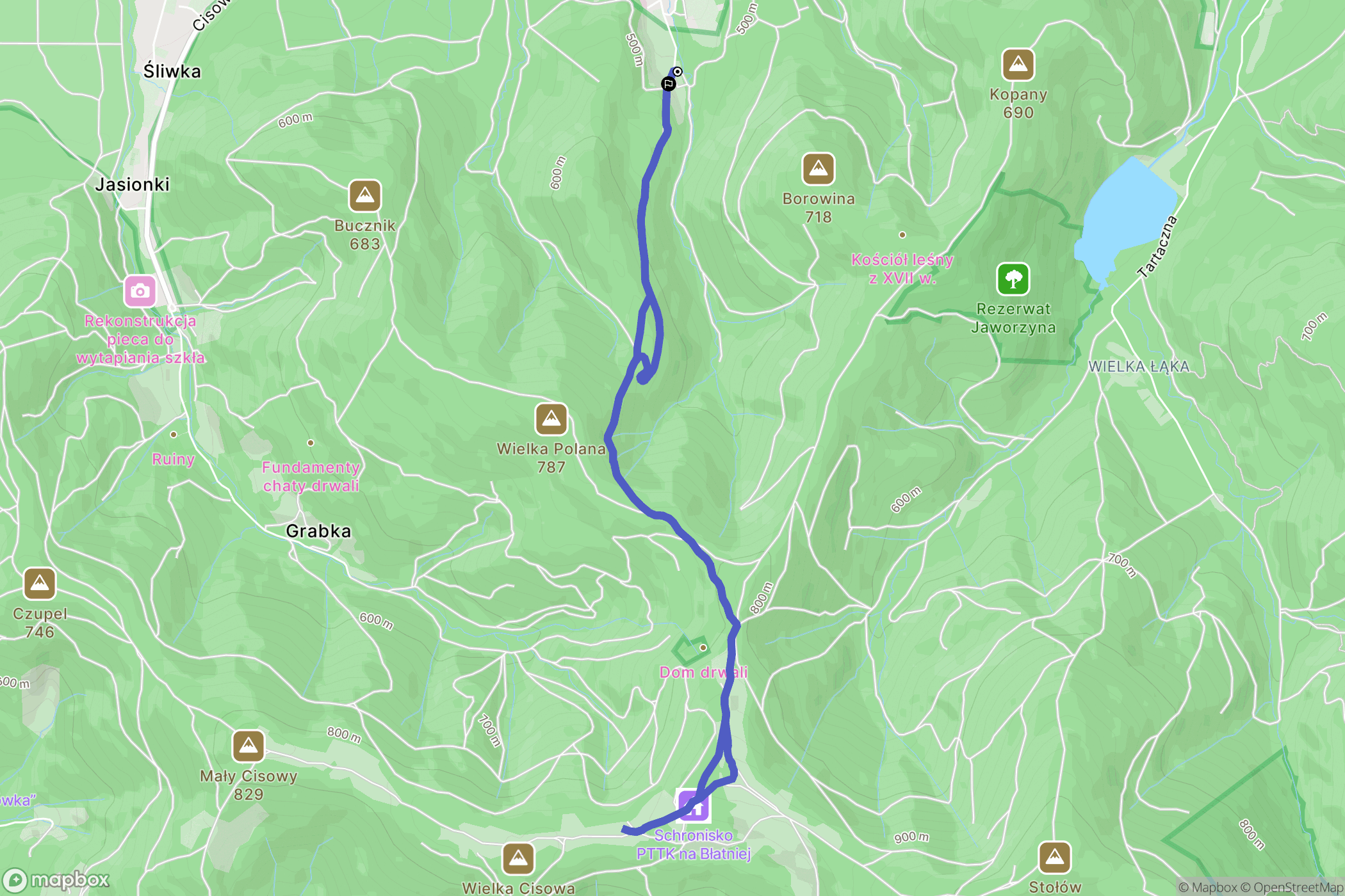 Jaworze: mapa trasy - Poland