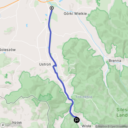 Harbutowice: mapa trasy - Poland