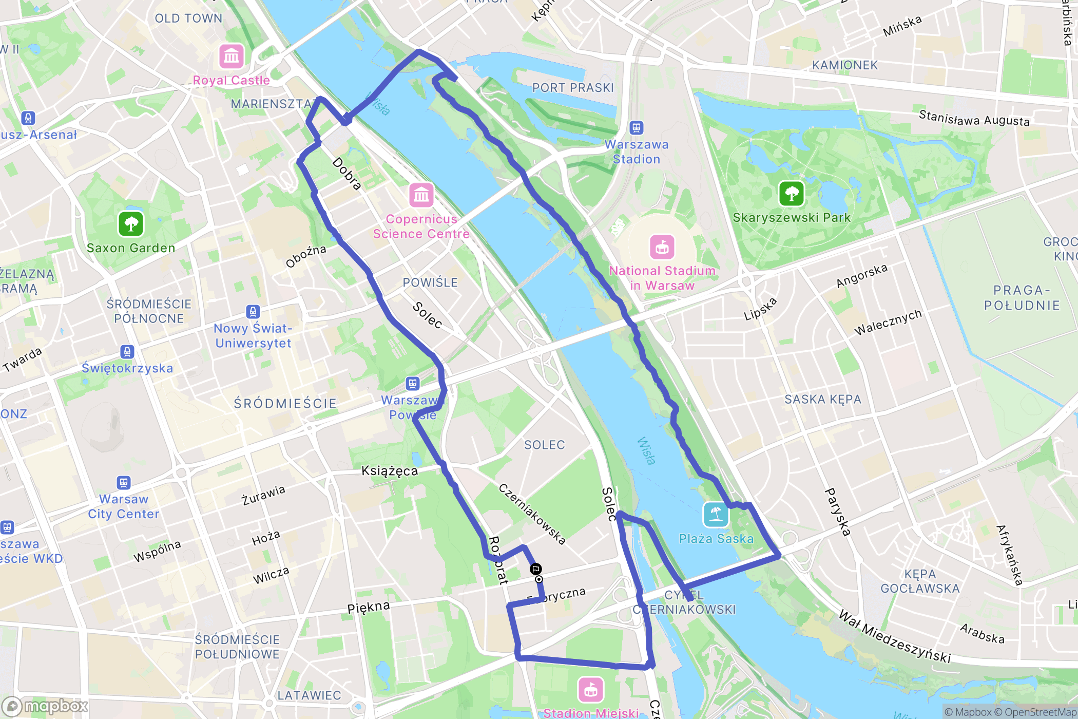 Warszawa: mapa trasy - Poland