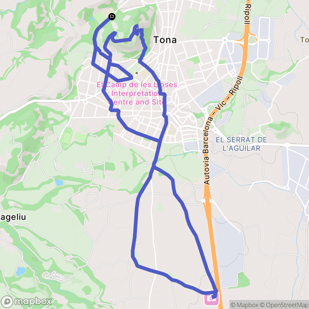 Tona : carte du parcours de randonnée - Spain