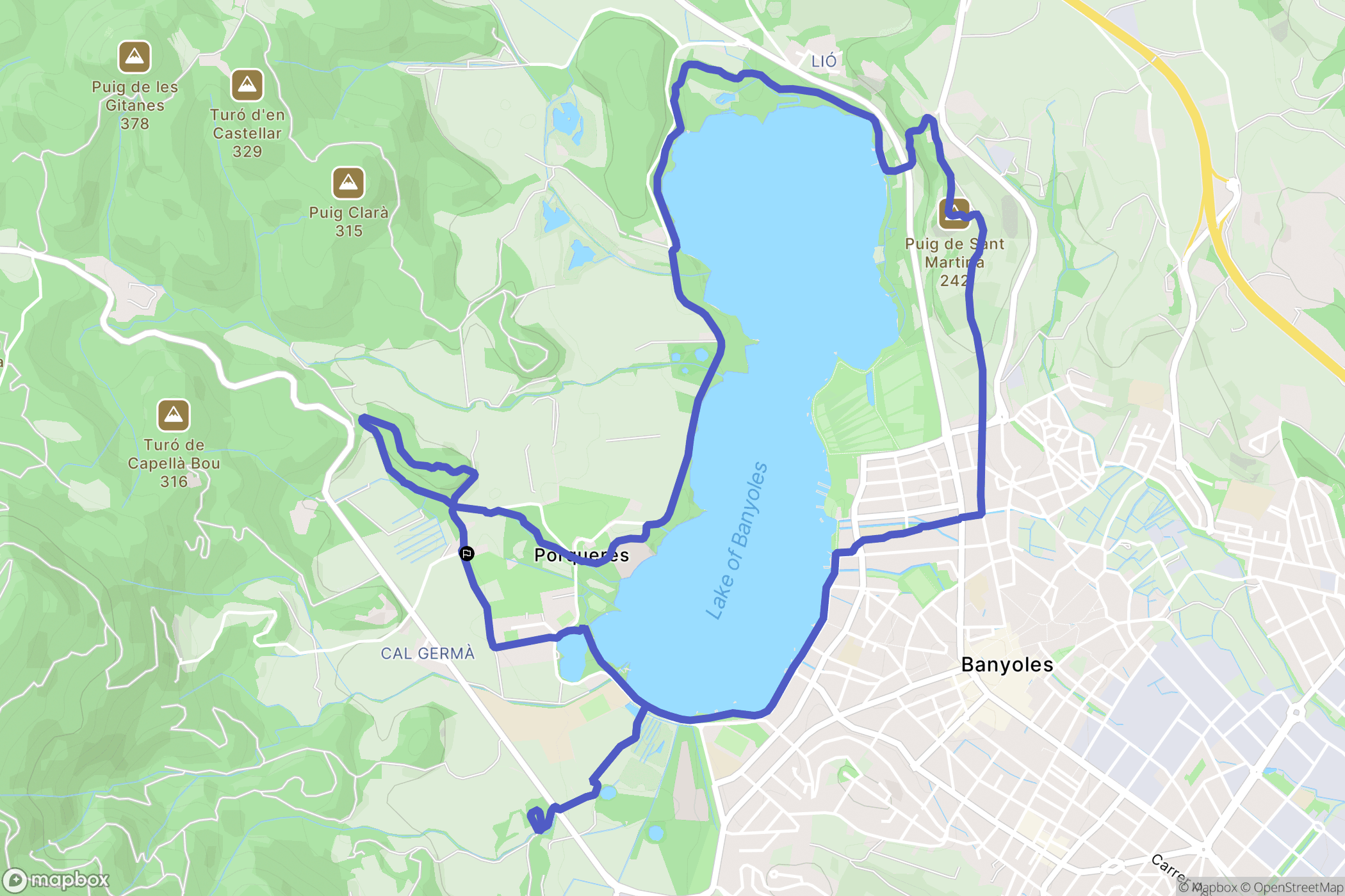 Porqueres : carte du parcours de randonnée - Spain