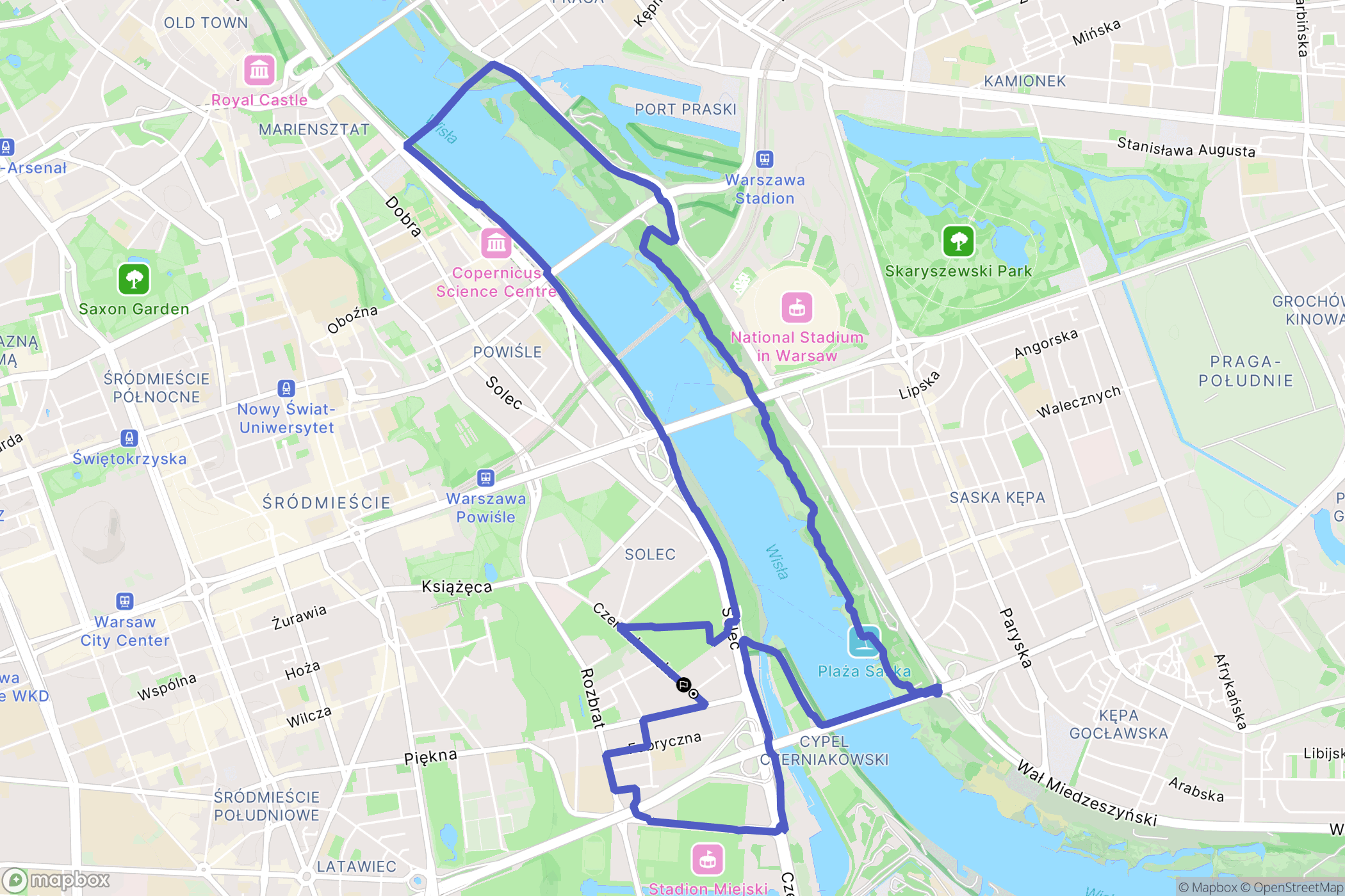 Warszawa: mapa trasy - Poland