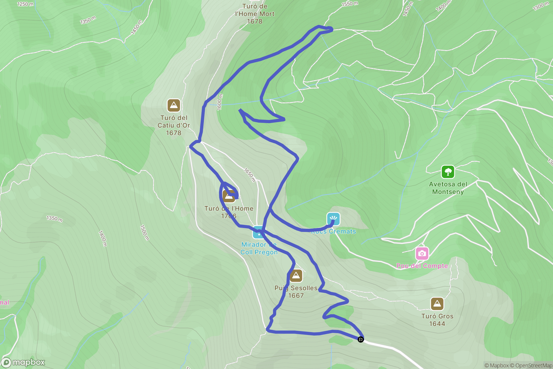 La Costa de Montseny : carte du parcours de randonnée - Spain