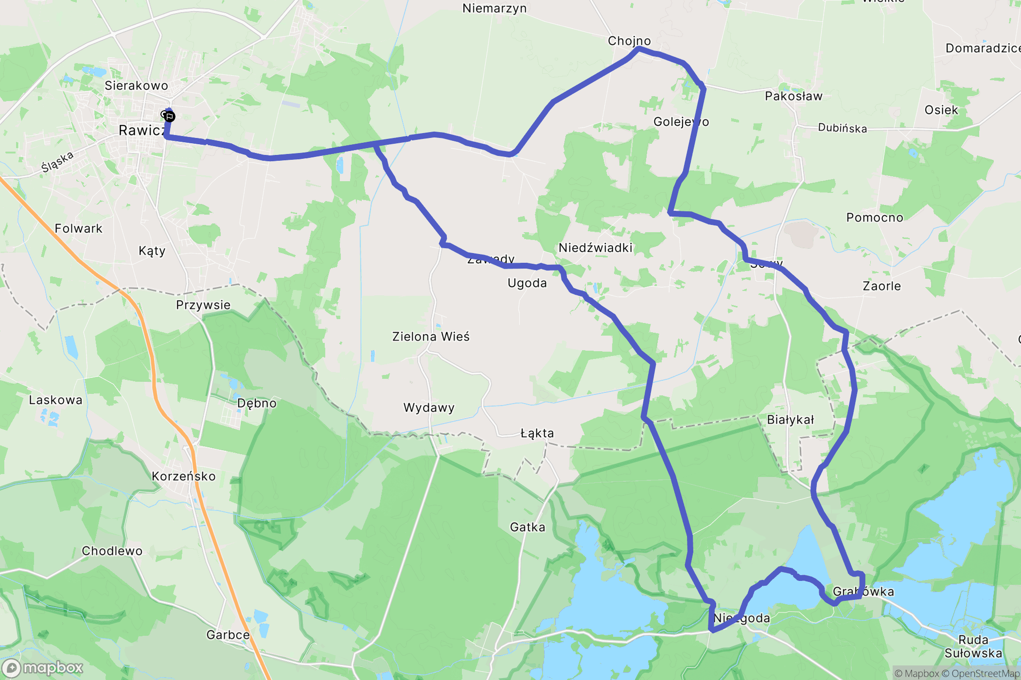 Rawicz: mapa trasy - Poland