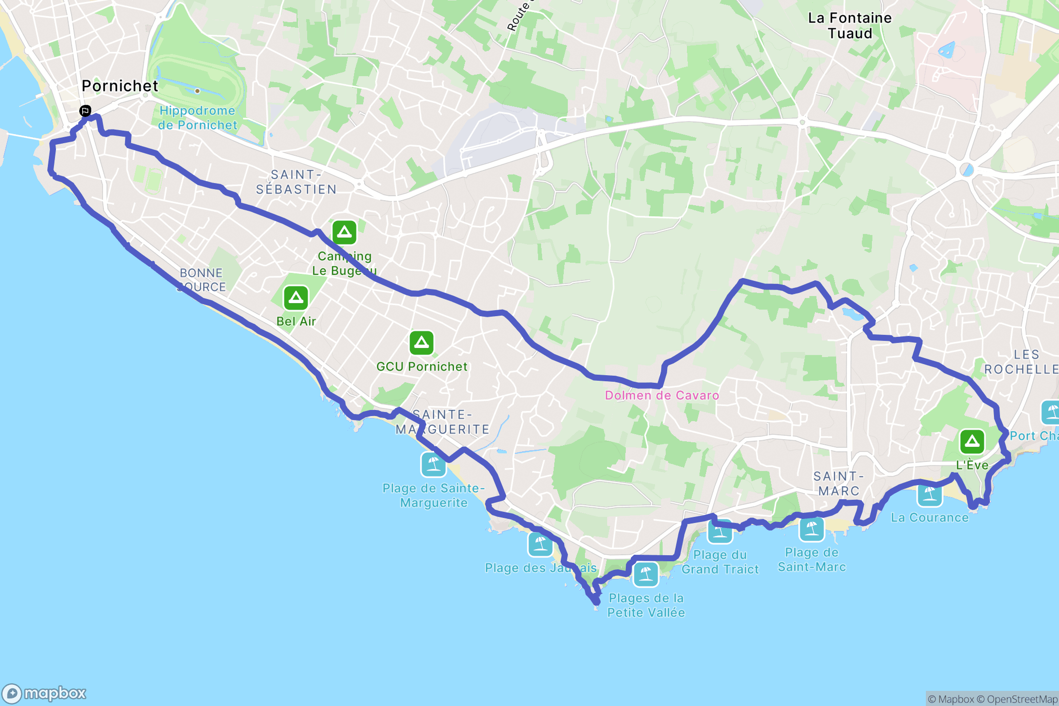 Pornichet : carte du parcours de randonnée - France
