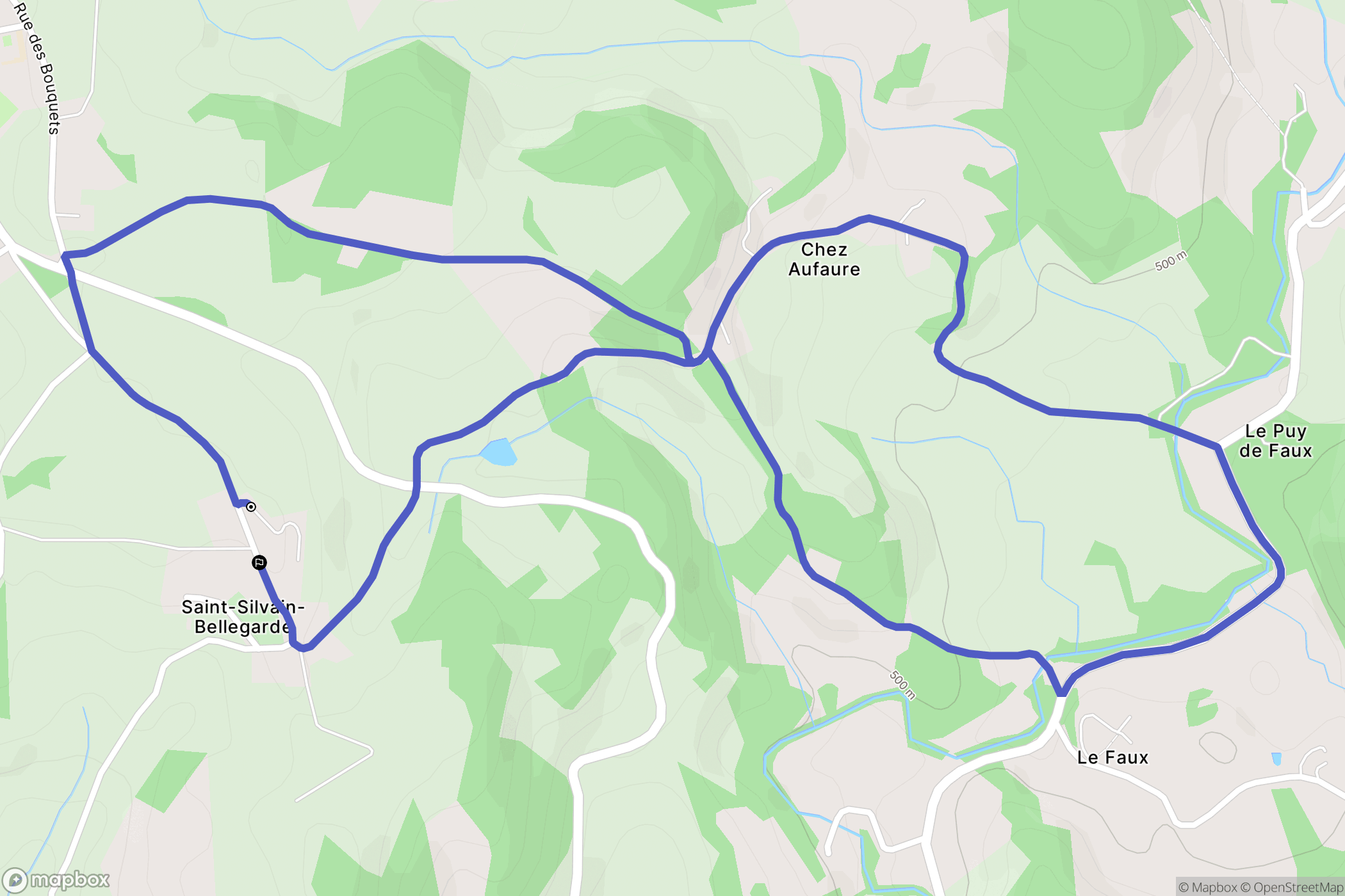 Saint-Silvain-Bellegarde : carte du parcours de randonnée - France