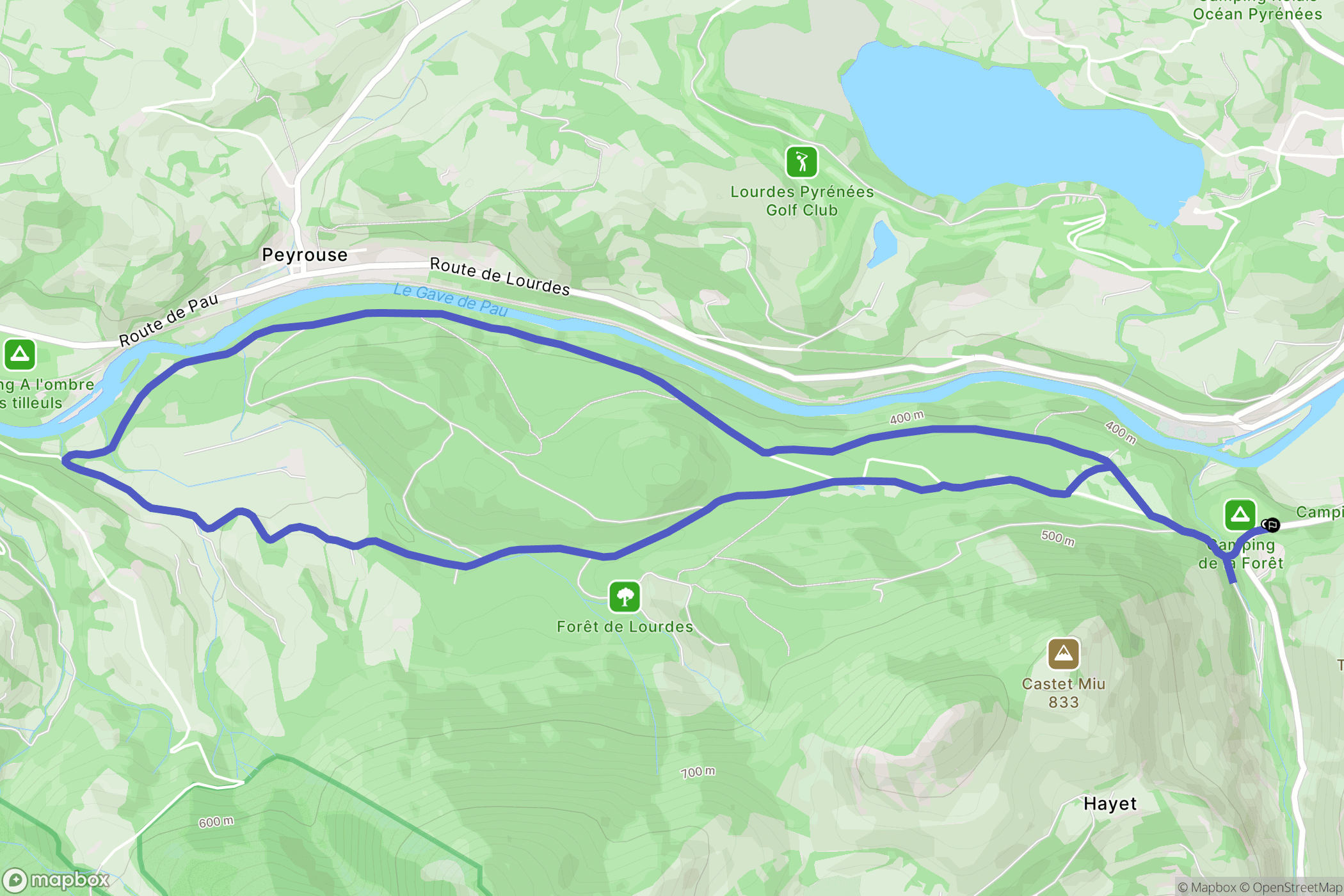 Lourdes : carte du parcours de randonnée - France