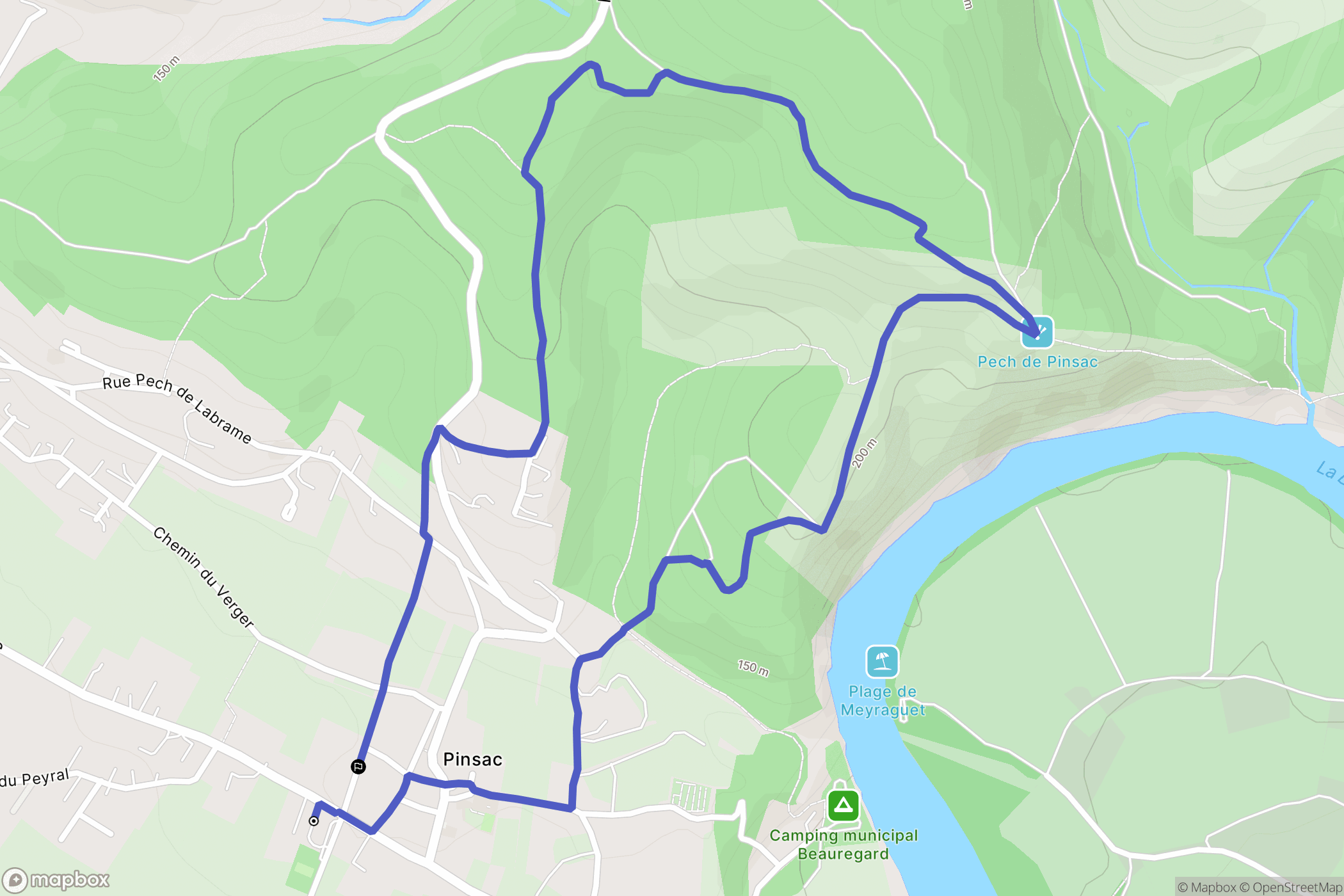 Pinsac : carte du parcours de randonnée - France