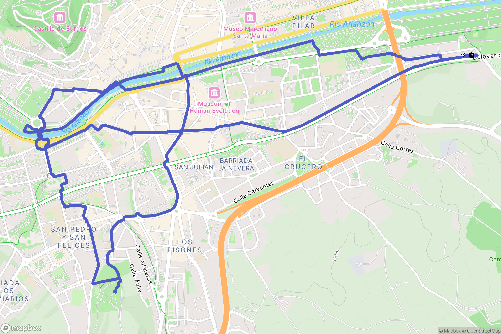 Burgos : carte du parcours de randonnée - Spain