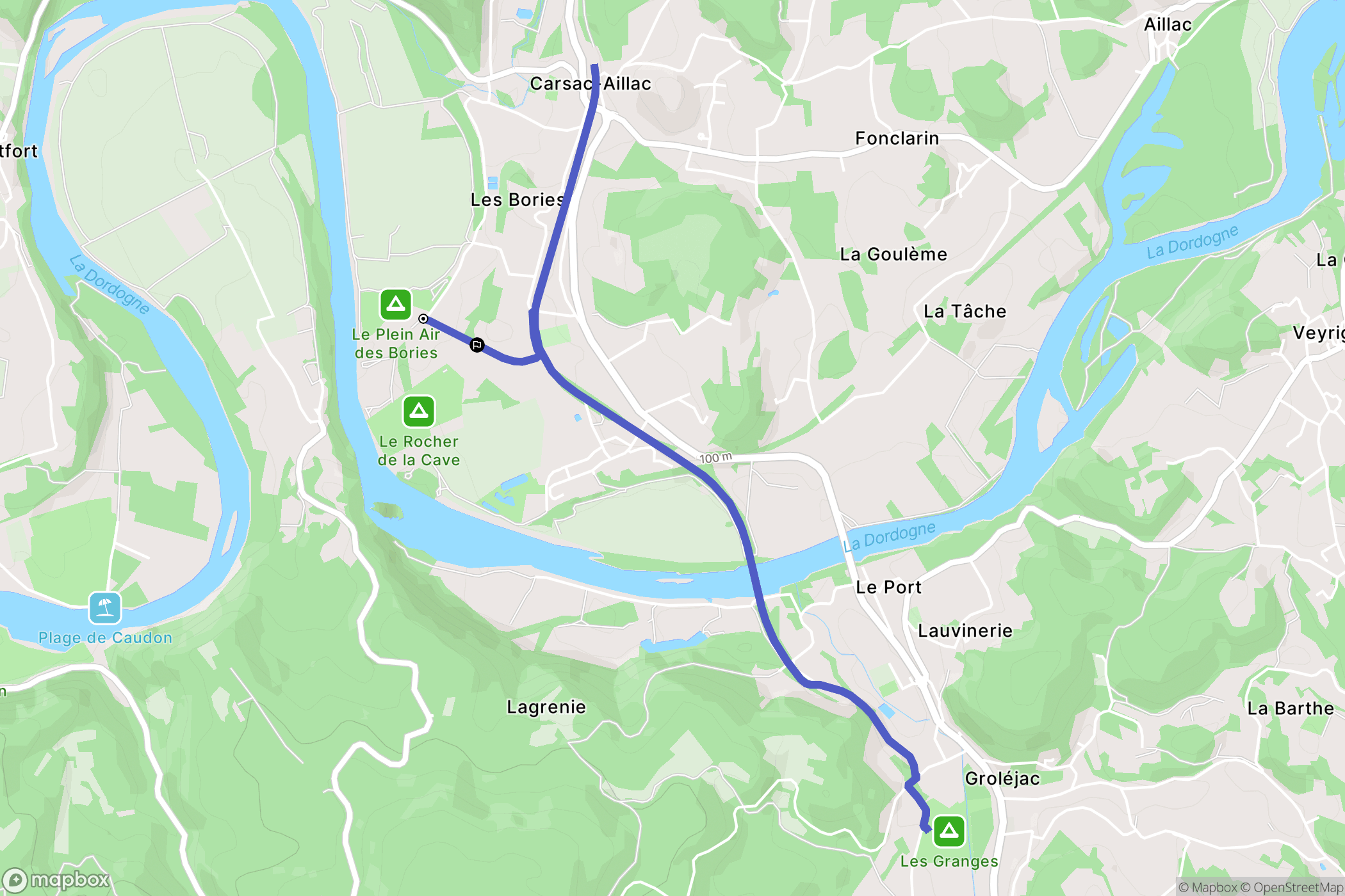 Carsac-Aillac : carte du parcours de randonnée - France