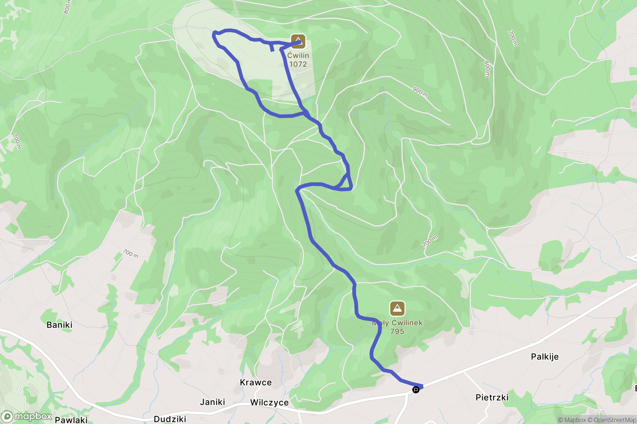Wilczyce: mapa trasy - Poland