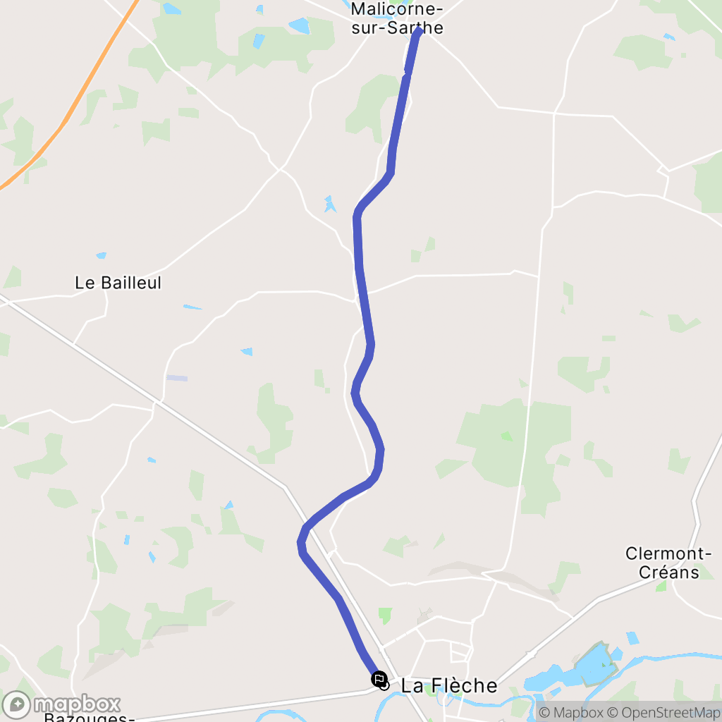 La Flèche : carte du parcours de randonnée - France
