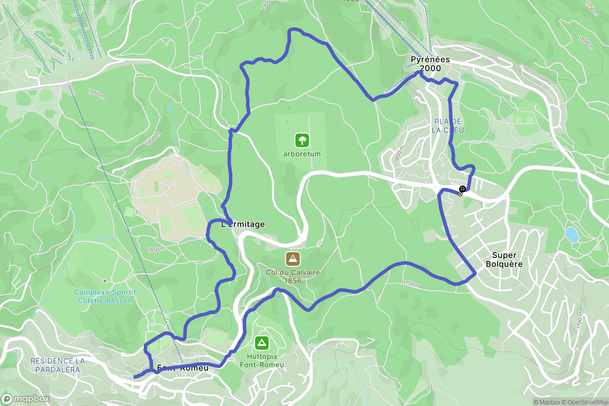 Bolquère : carte du parcours de randonnée - France