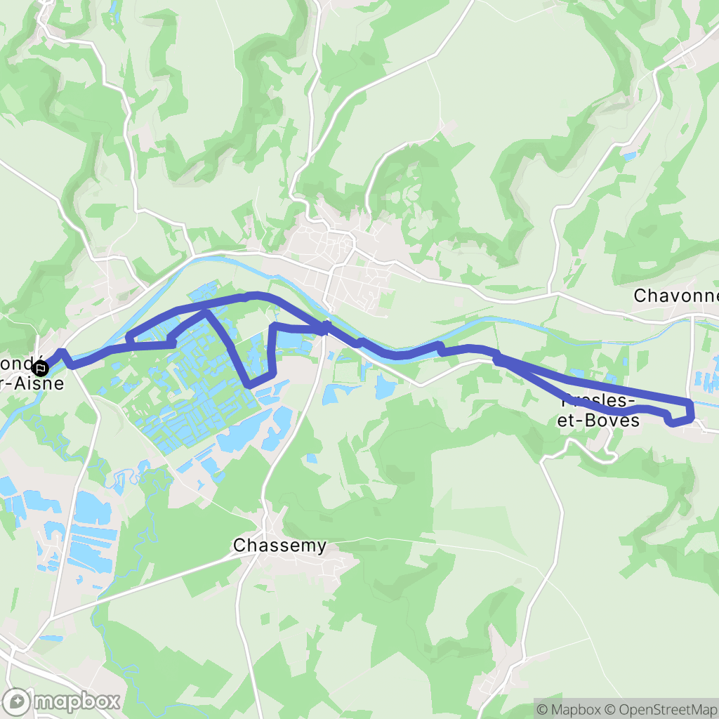 Condé-sur-Aisne : carte du parcours de randonnée - France