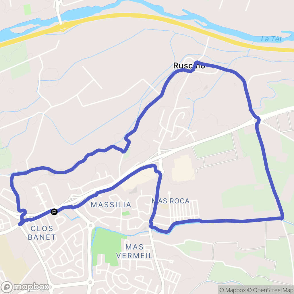 Perpignan : carte du parcours de randonnée - France