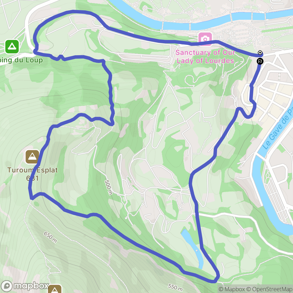 Lourdes : carte du parcours de randonnée - France