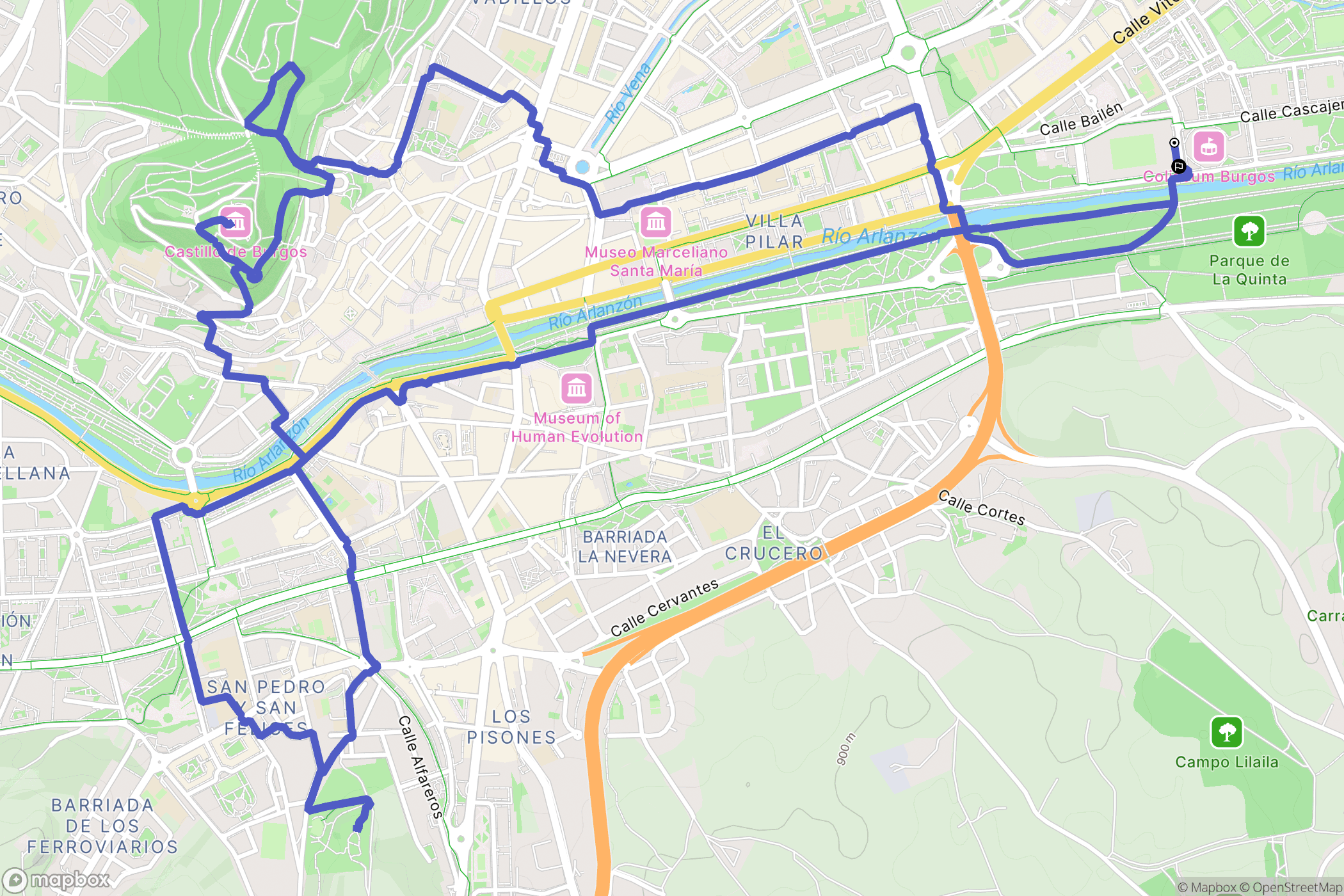 Burgos : carte du parcours de randonnée - Spain