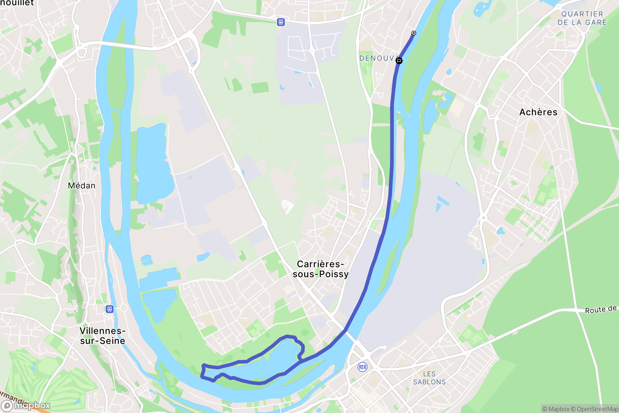 Andrésy : carte du parcours de randonnée - France