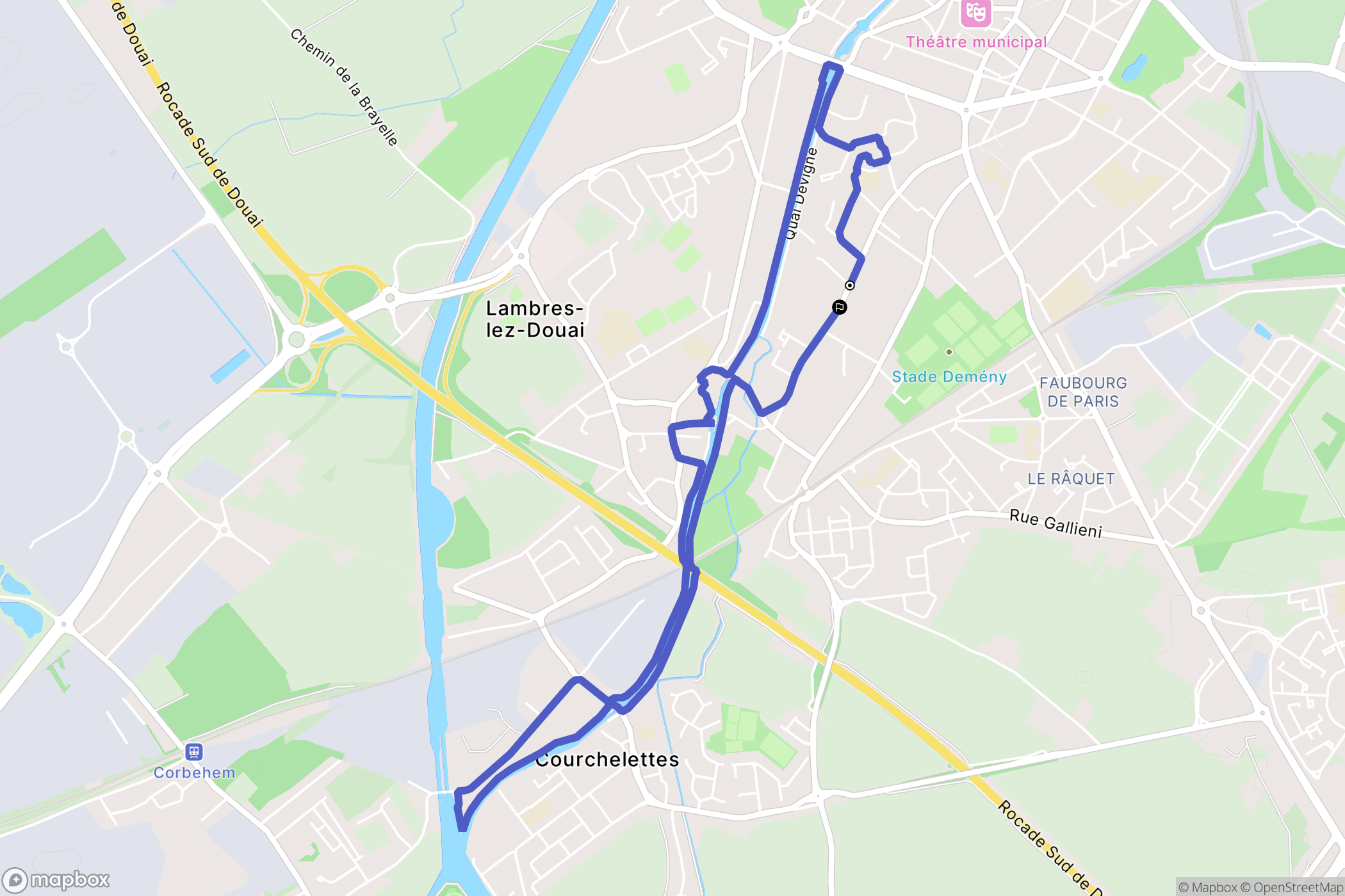 Douai : carte du parcours de randonnée - France