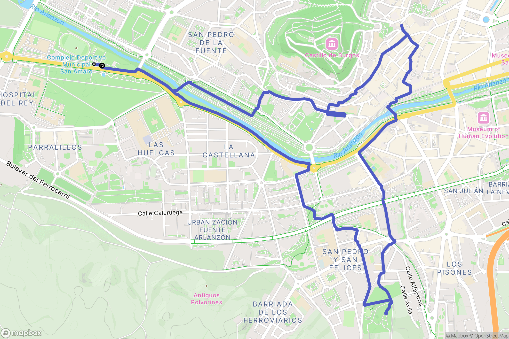 Burgos : carte du parcours de randonnée - Spain