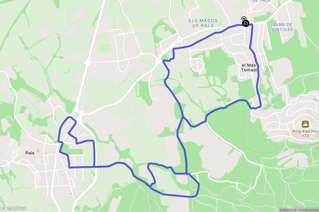 Pals : carte du parcours de randonnée - Spain
