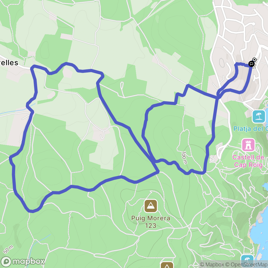 Palafrugell : carte du parcours de randonnée - Spain