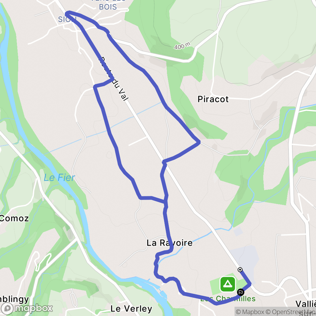 Vallières-sur-Fier : carte du parcours de randonnée - France