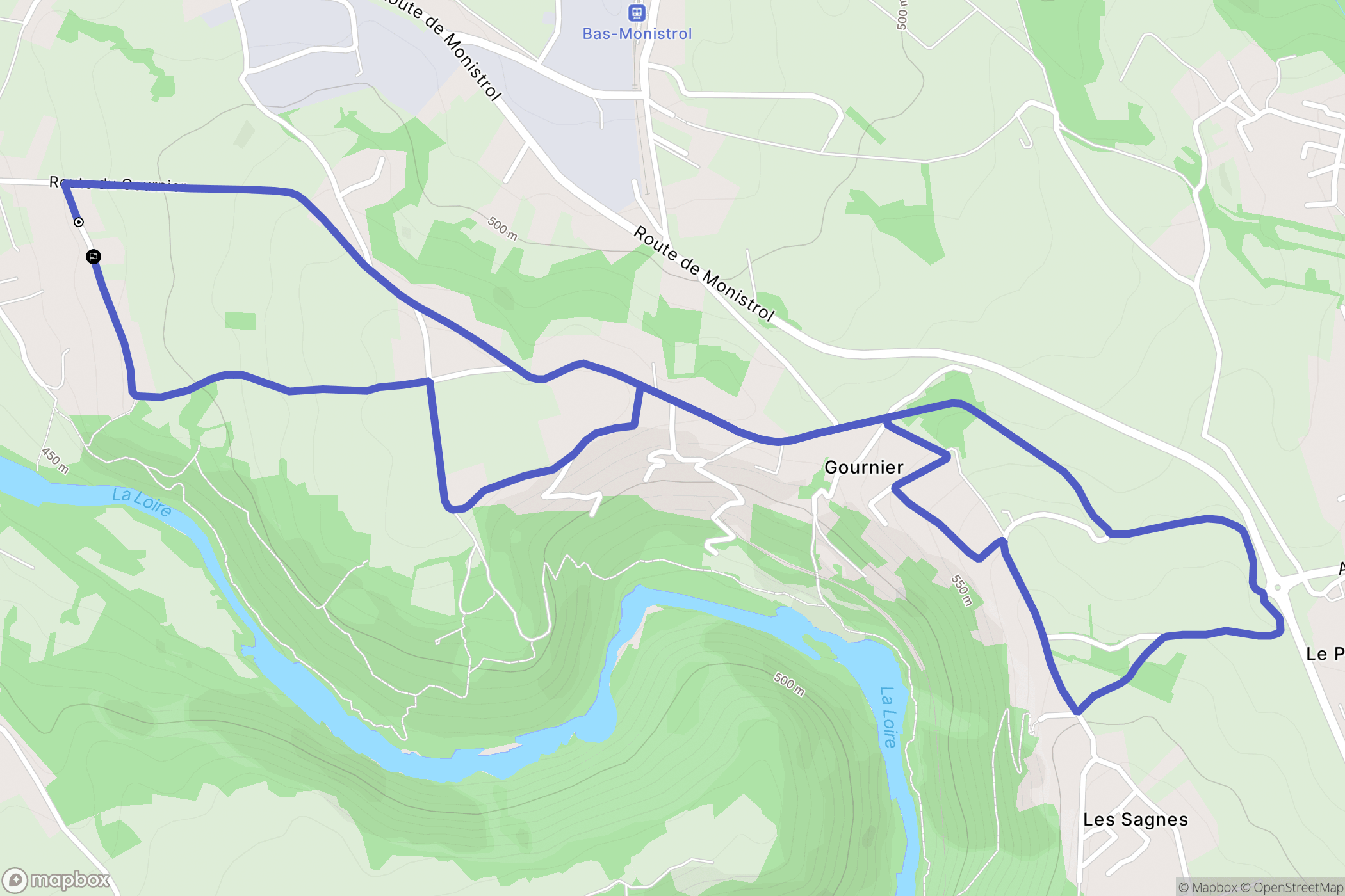Bas-en-Basset : carte du parcours de randonnée - France