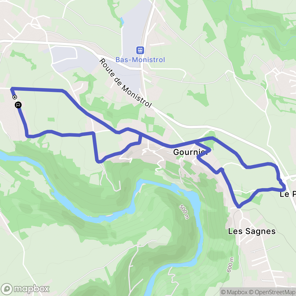 Bas-en-Basset : carte du parcours de randonnée - France
