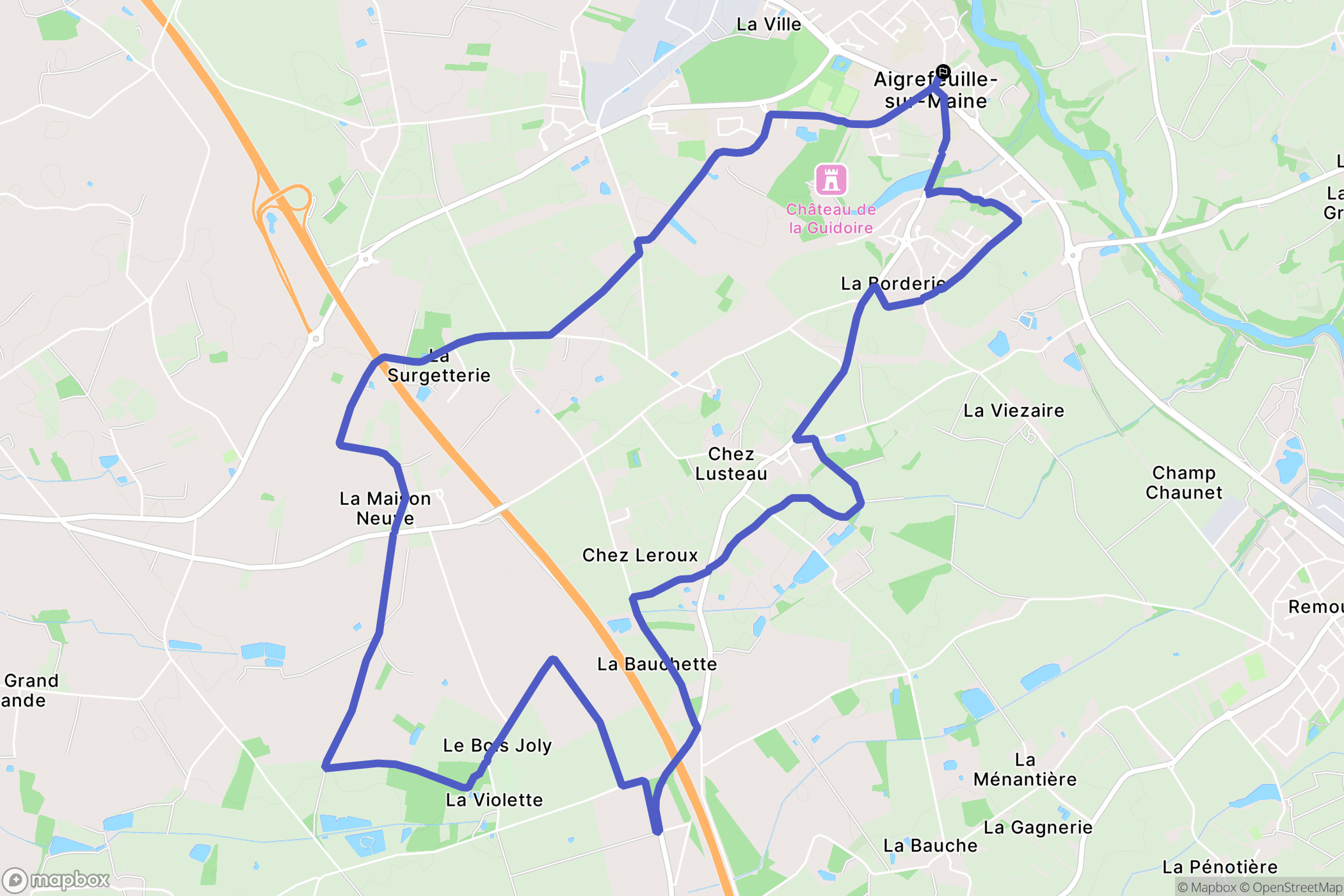 Aigrefeuille-sur-Maine : carte du parcours de randonnée - France