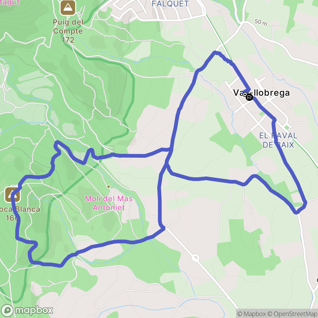 Vall-llobrega : carte du parcours de randonnée - Spain