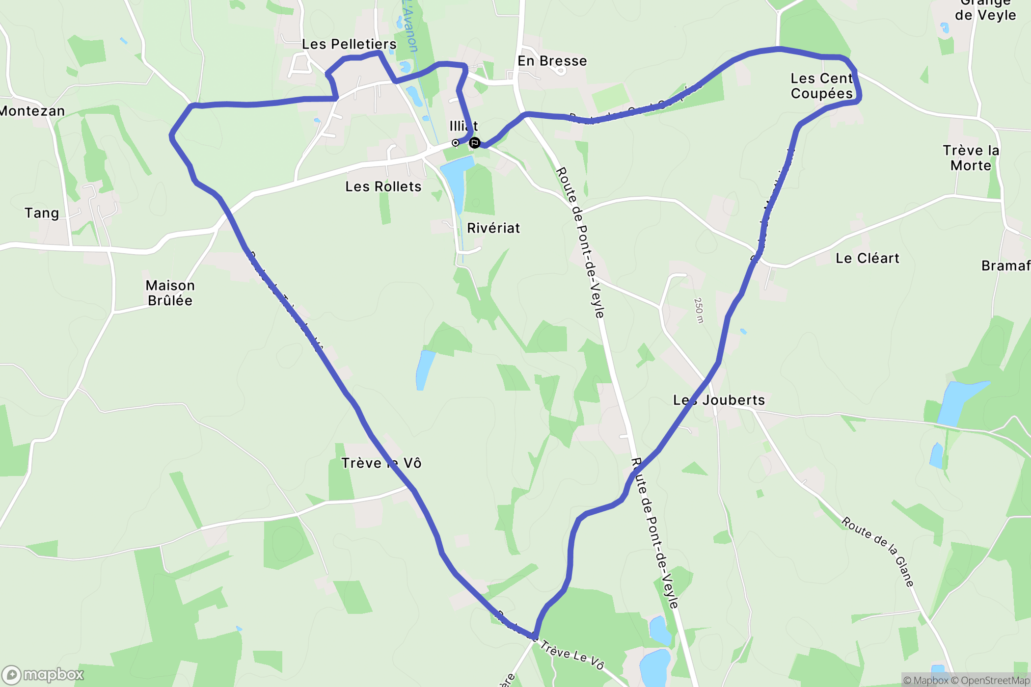 Illiat : carte du parcours de randonnée - France