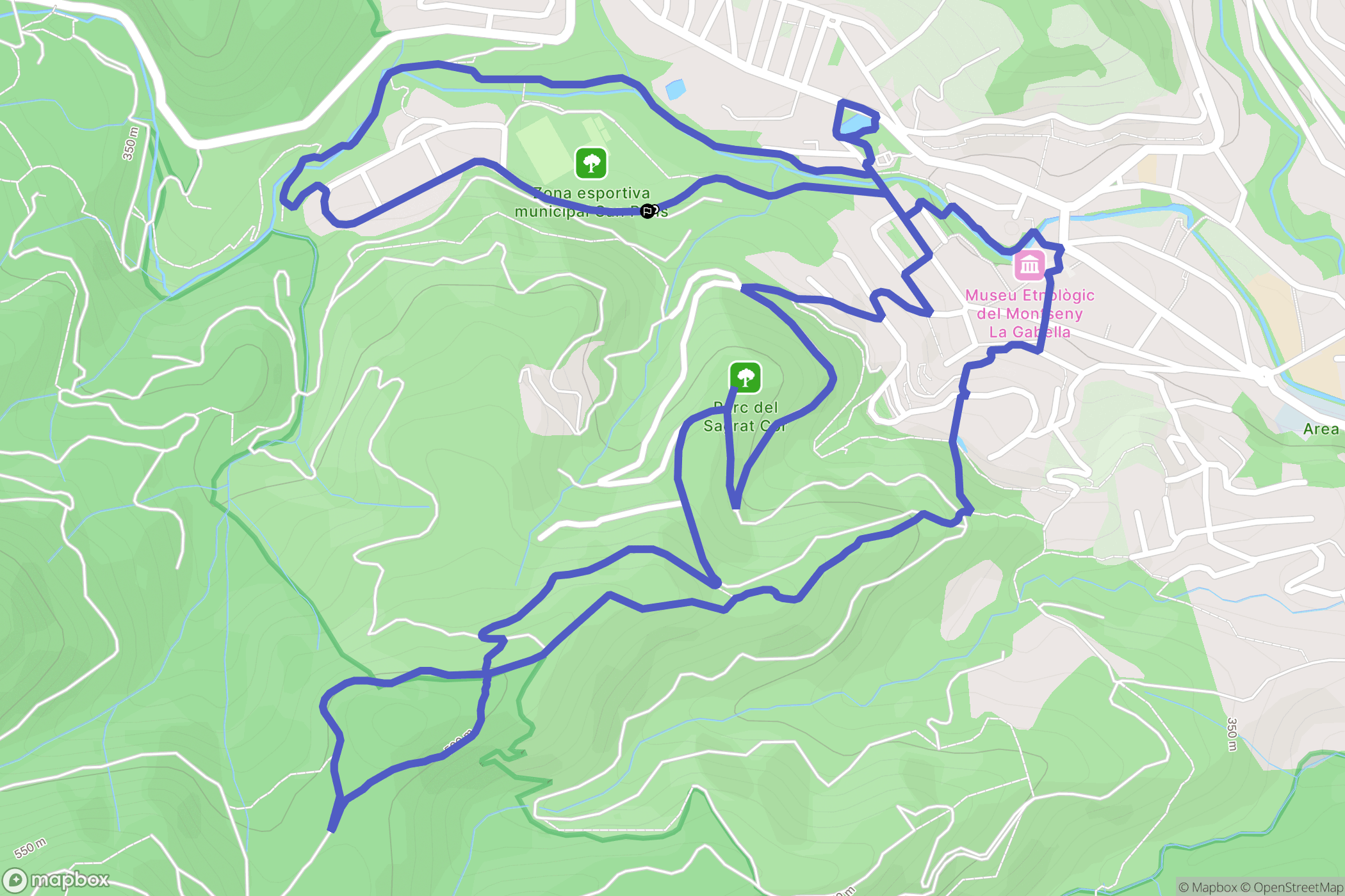 Arbúcies : carte du parcours de randonnée - Spain