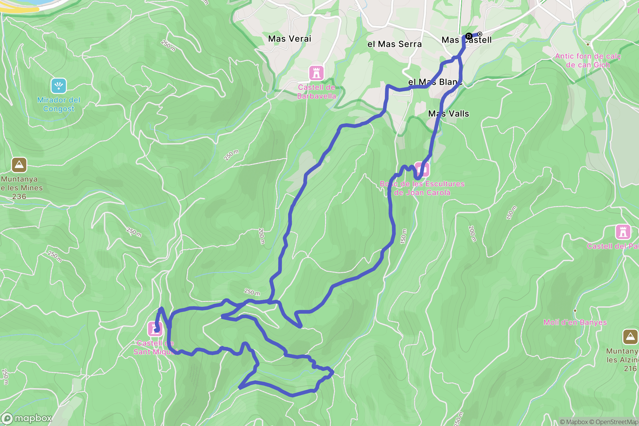Celrà : carte du parcours de randonnée - Spain