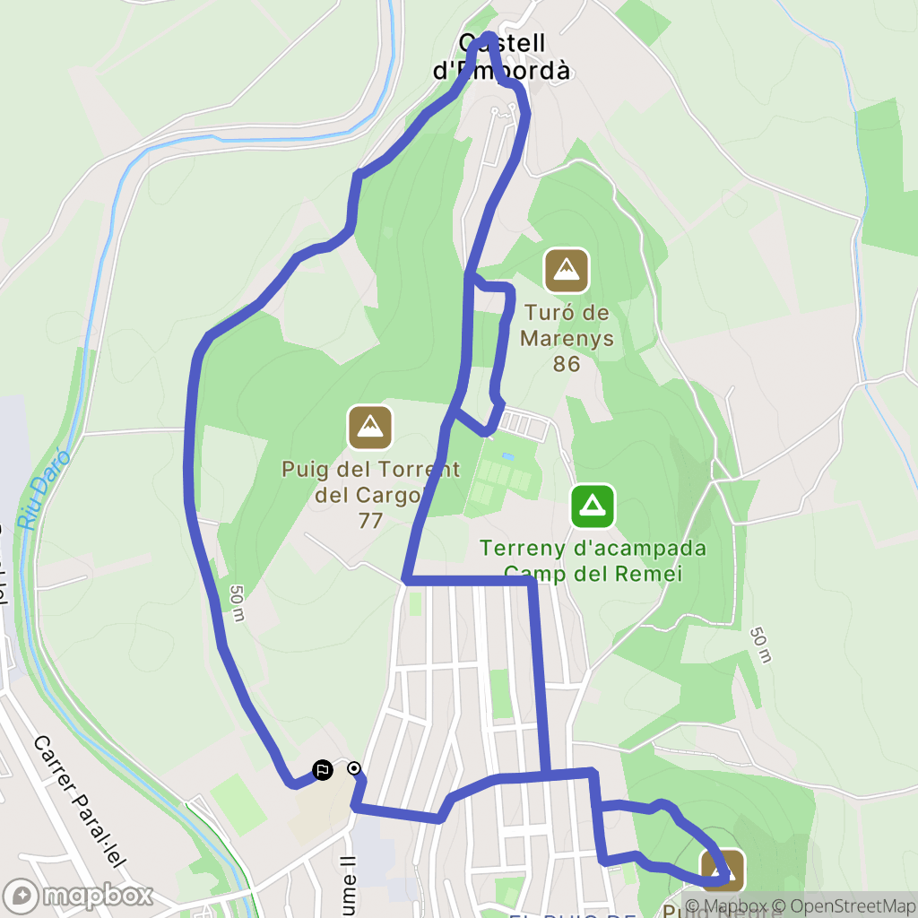 La Bisbal d'Empordà : carte du parcours de randonnée - Spain