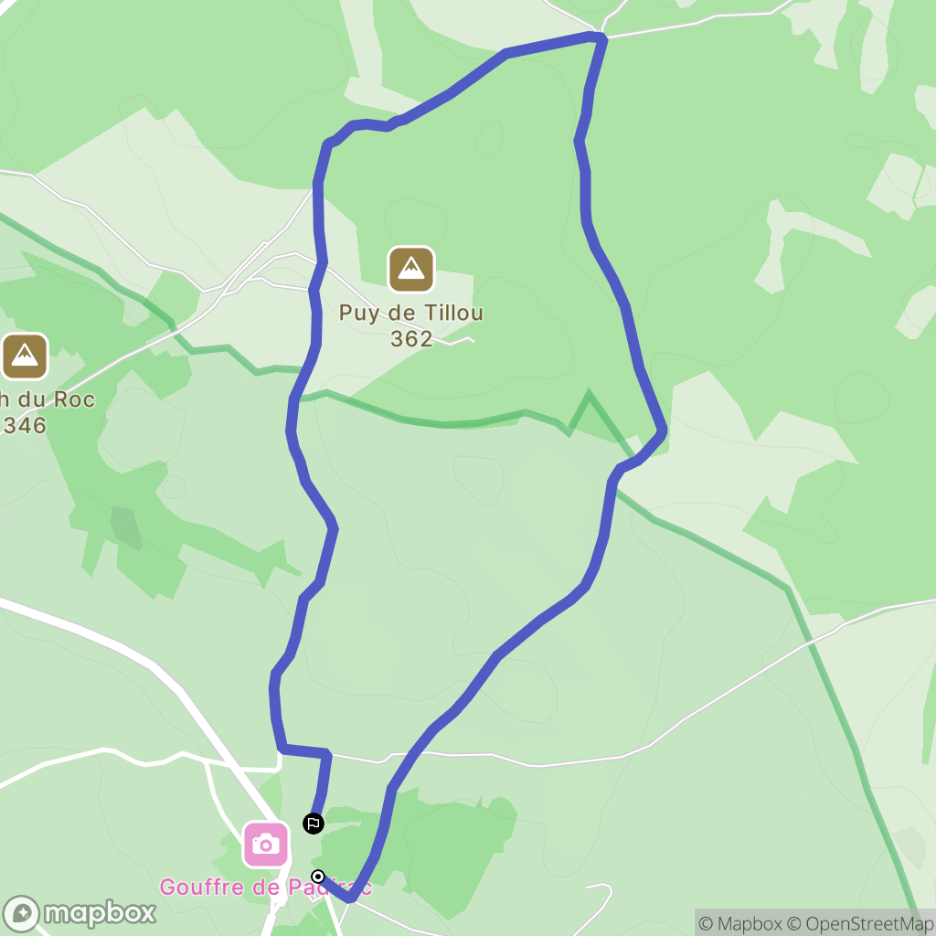 Padirac : carte du parcours de randonnée - France