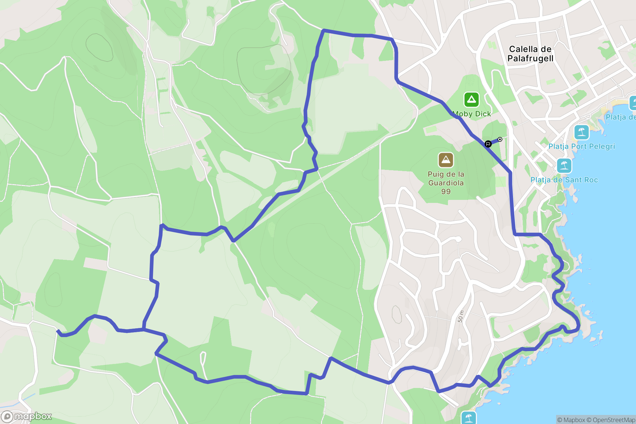 Palafrugell : carte du parcours de randonnée - Spain