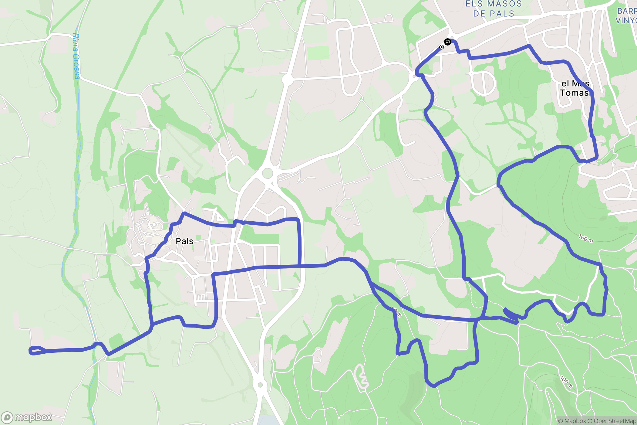 Els Masos de Pals : carte du parcours de randonnée - Spain
