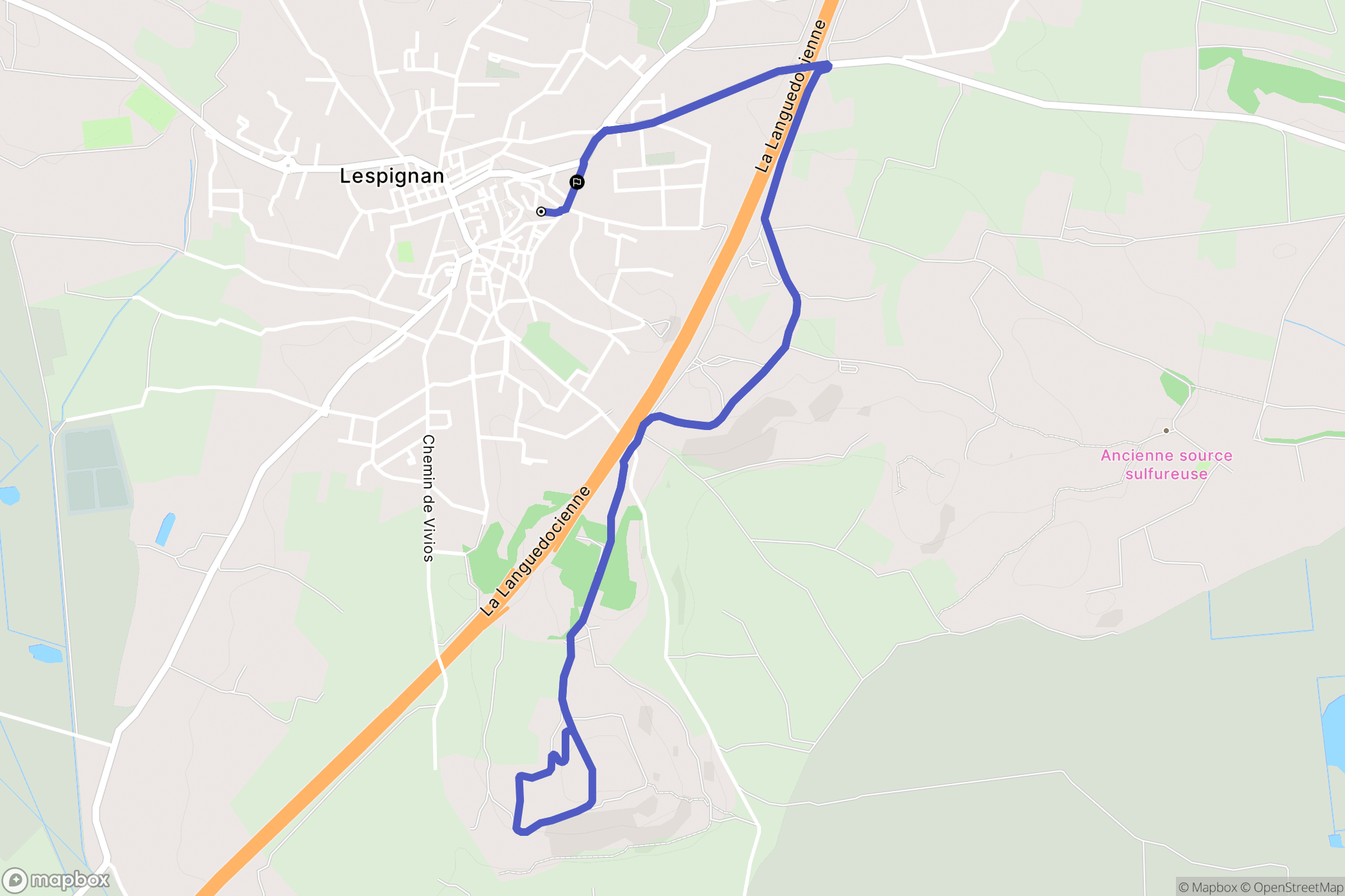 Lespignan : carte du parcours de randonnée - France