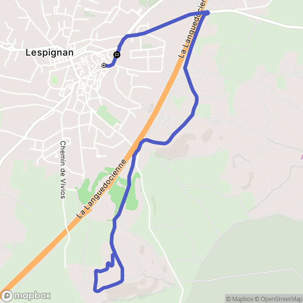 Lespignan : carte du parcours de randonnée - France