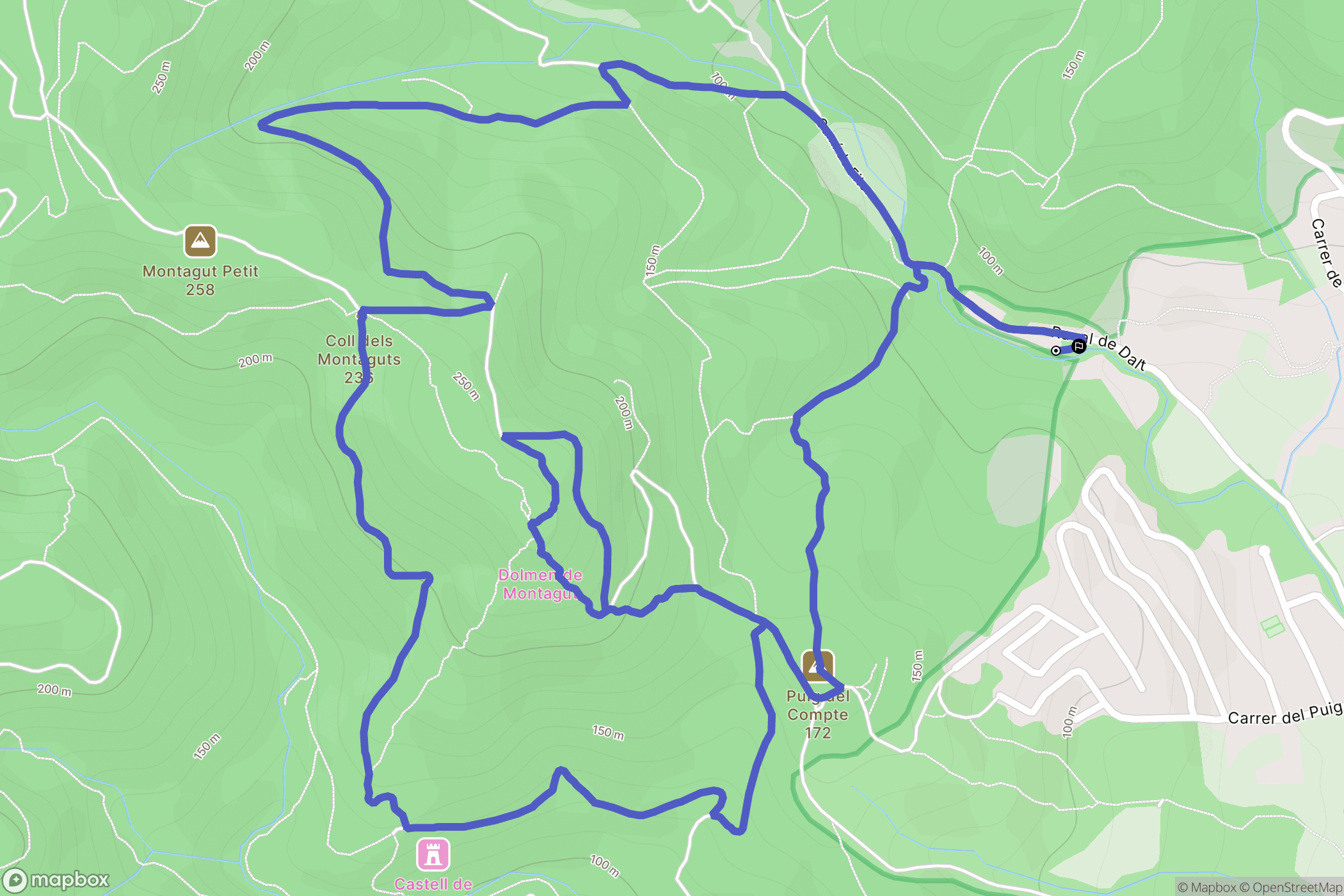 Vall-llobrega : carte du parcours de randonnée - Spain