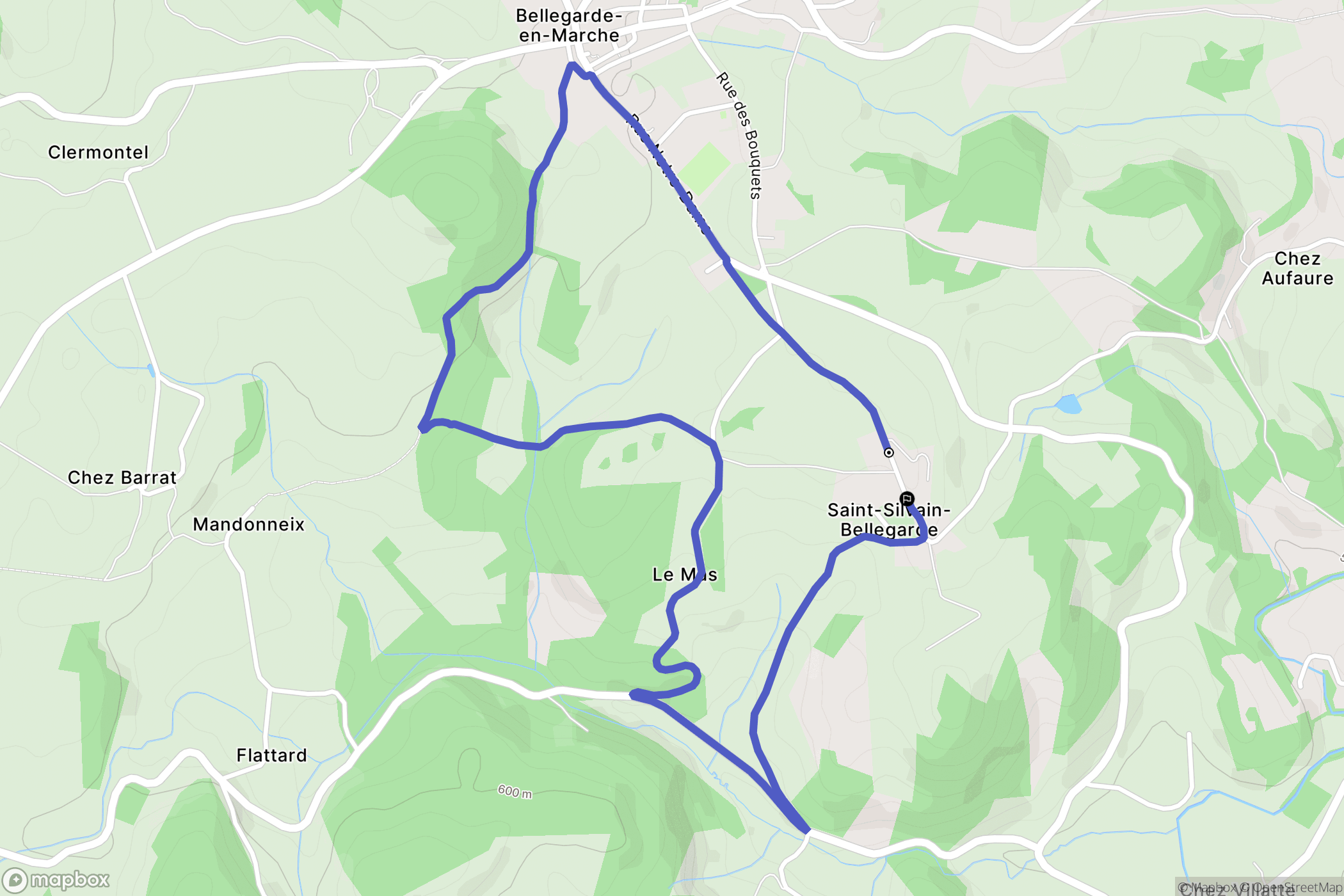 Saint-Silvain-Bellegarde : carte du parcours de randonnée - France